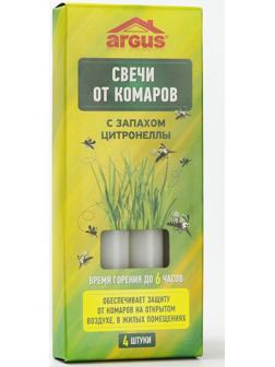 Антимоскитные свечи ARGUS, с маслом цитронеллы, 4 свечи