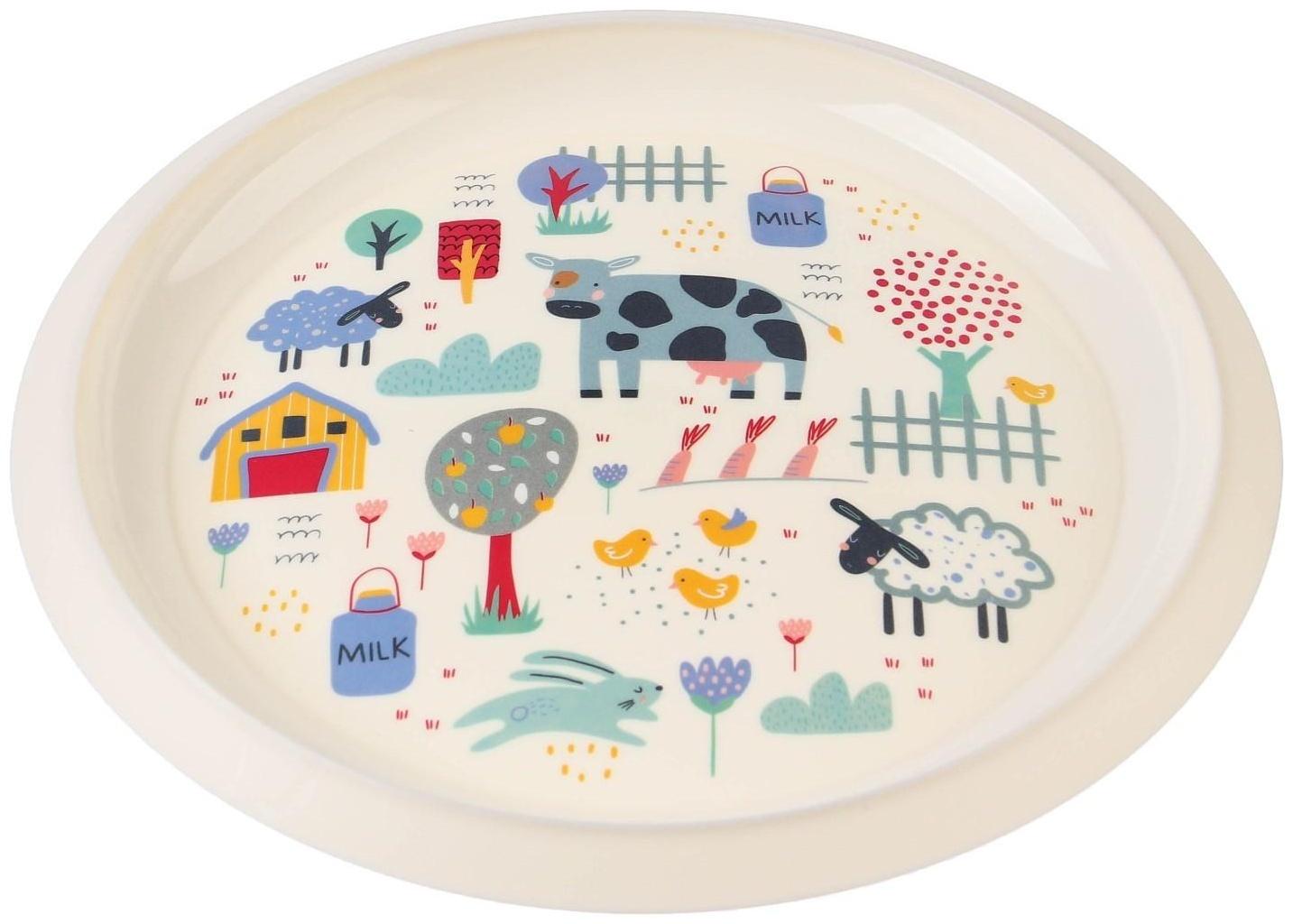 Тарелка с декором D215 мм, светло-бежевая