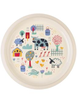 Тарелка с декором D215 мм, светло-бежевая