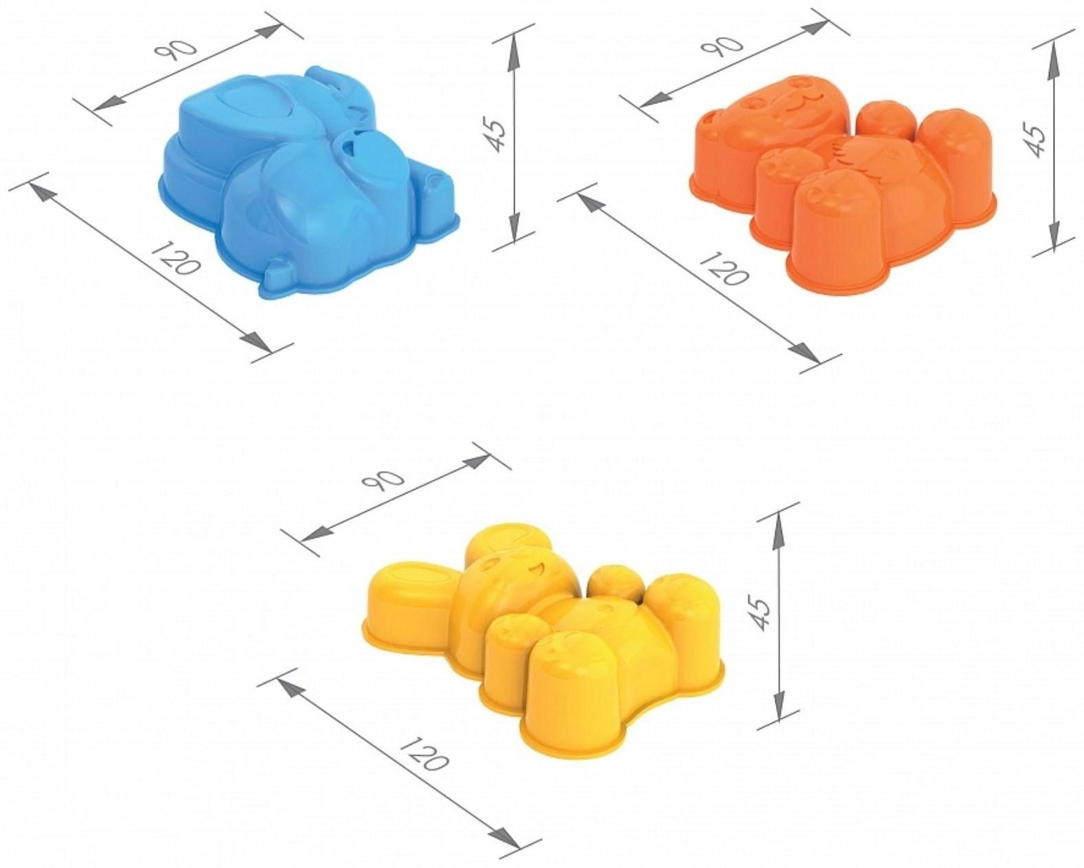 Набор для игры в песке №90: 3 формочки, грабли, совок