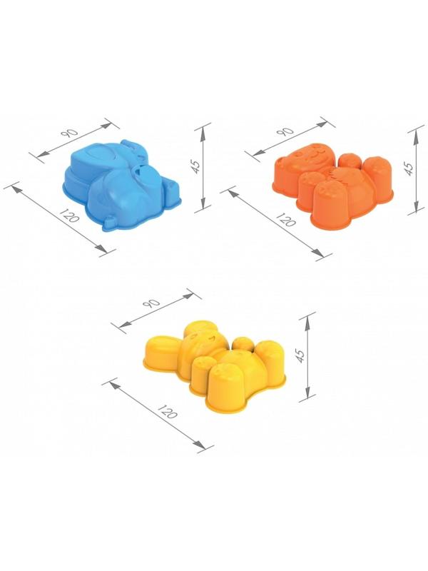 Набор для игры в песке №90: 3 формочки, грабли, совок