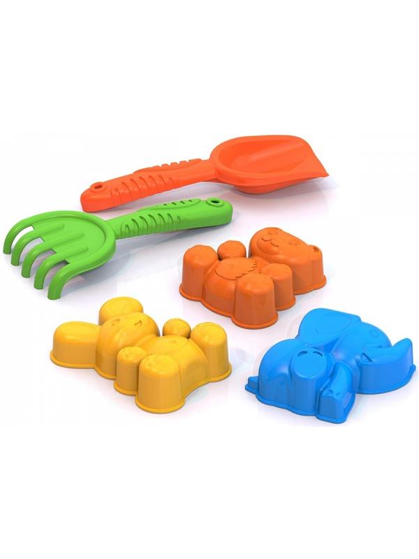 Набор для игры в песке №90: 3 формочки, грабли, совок