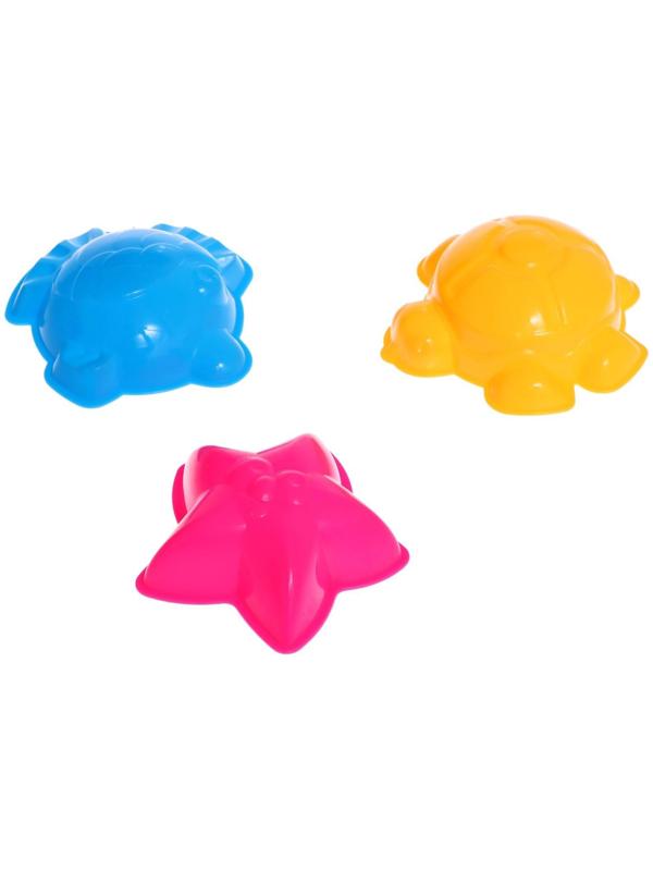 Набор для игры в песке №4: 3 формочки, ведро, совок