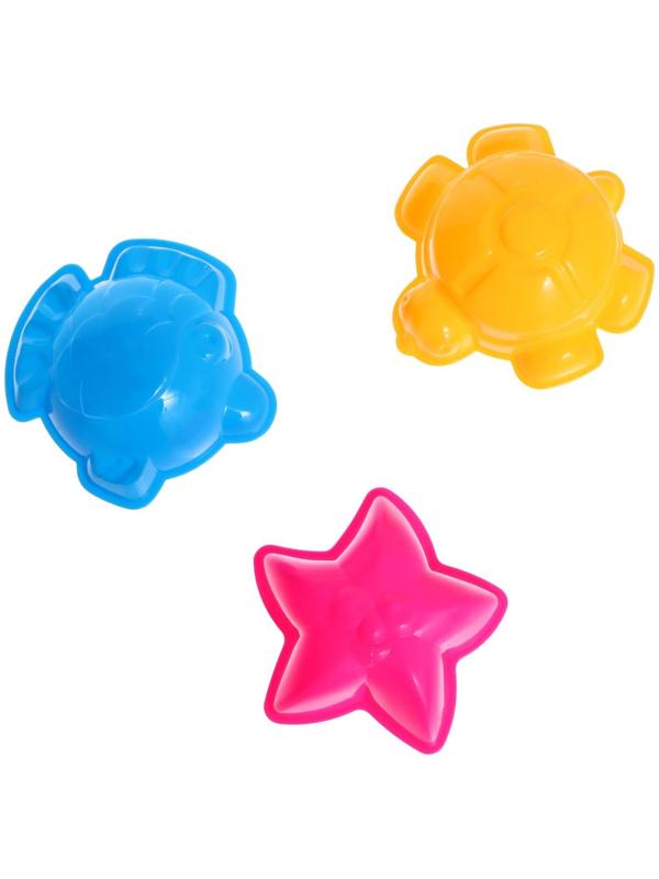 Набор для игры в песке №4: 3 формочки, ведро, совок