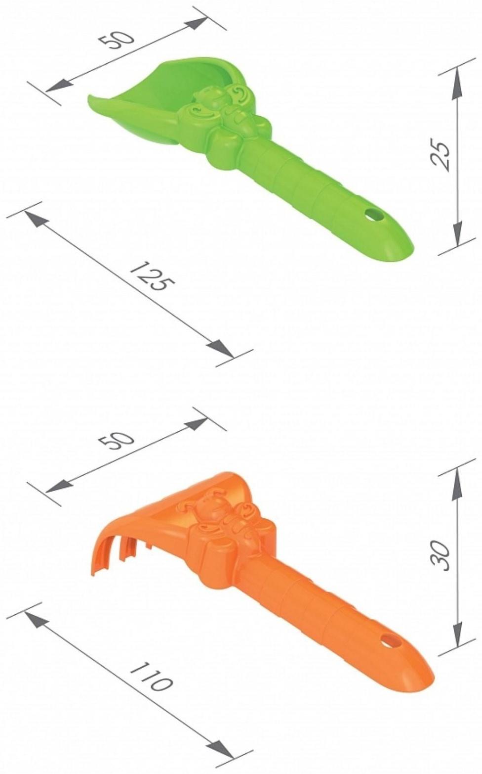 Набор для игры в песке №41: грузовик, 3 формочки, грабли, совок