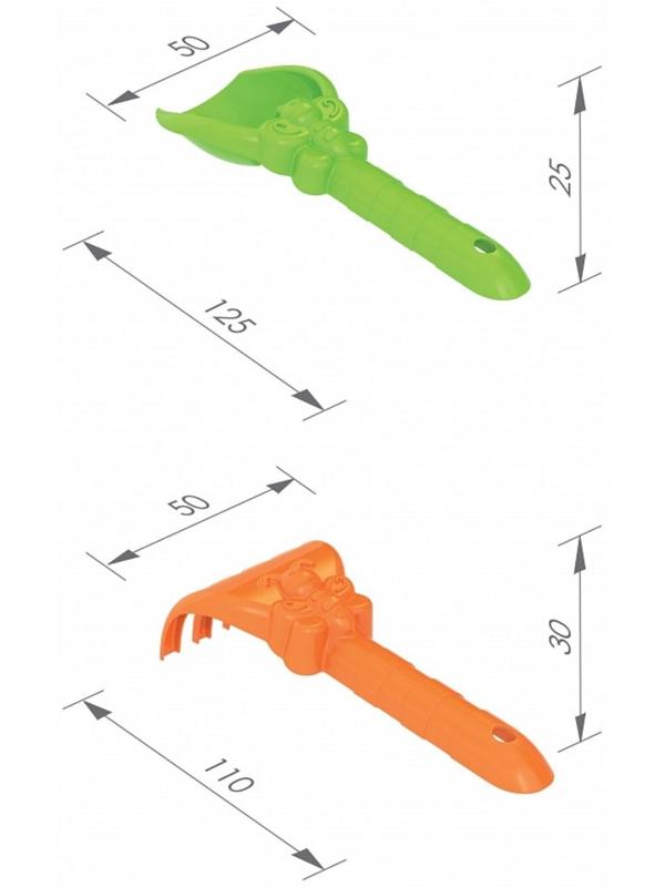 Набор для игры в песке №41: грузовик, 3 формочки, грабли, совок