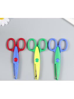 Ножницы ПИФАГОР, 135 мм, фигурное лезвие, ассорти