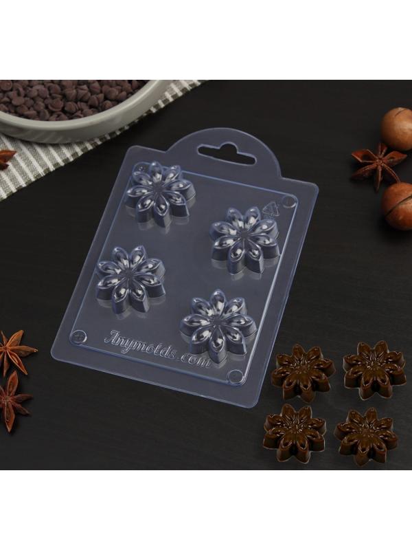 Форма для шоколада и конфет «Бадьян», 3,5×3,5×1,1 см, цвет прозрачный