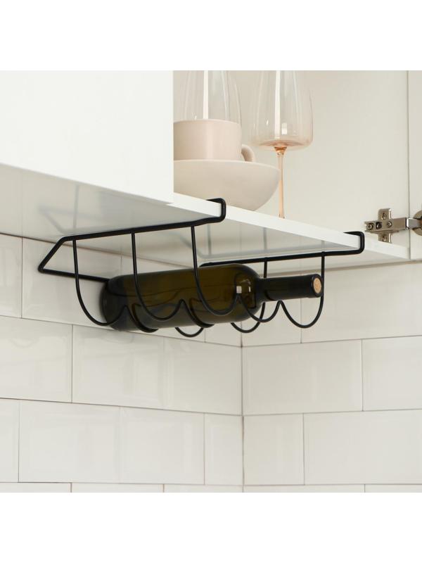 Полка подвесная для бутылок, черная матовая, 33×31,5×13 см