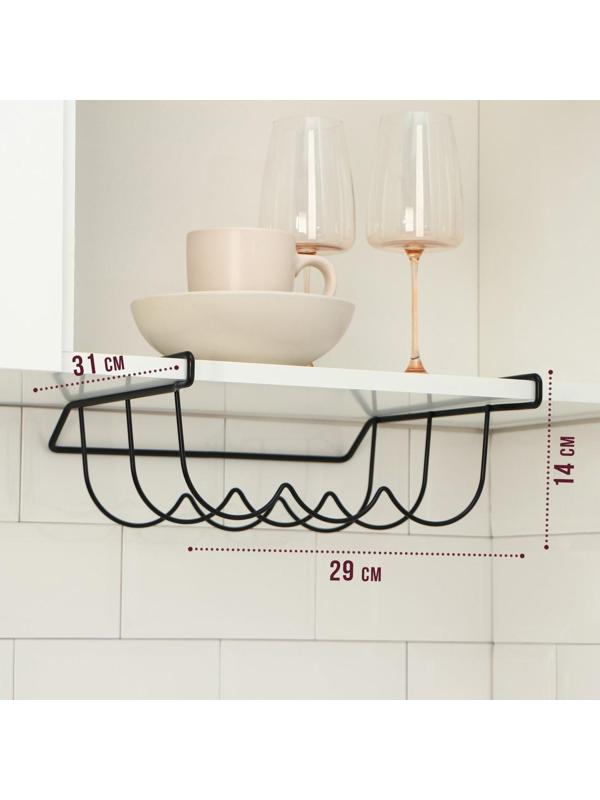 Полка подвесная для бутылок, черная матовая, 33×31,5×13 см