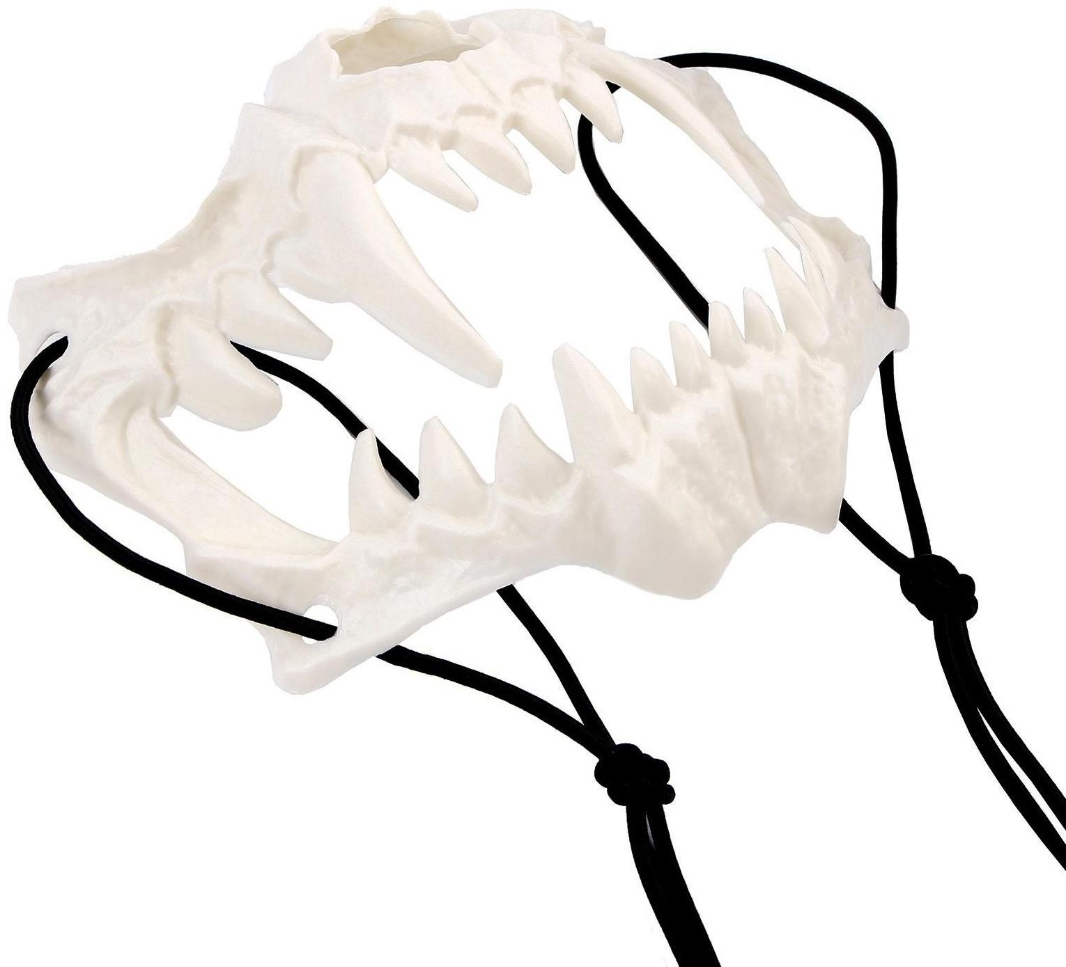 Карнавальный Набор:бандана с черепами,маска челюсти латекс, белая,т.наклейка