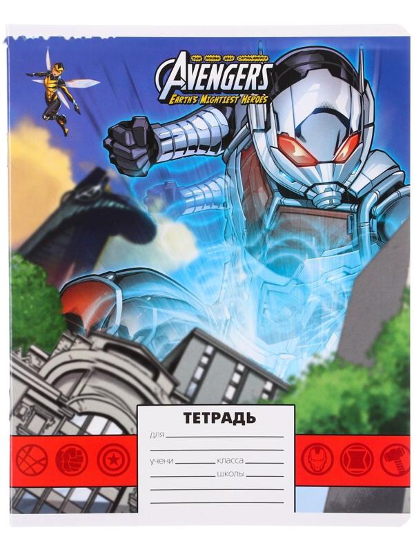 Тетрадь 24 листа, Личности, 5 видов, клетка, мелованная бумага, Мстители / Микс 10 шт.