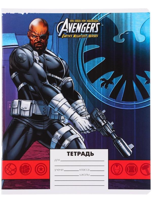 Тетрадь 24 листа, Личности, 5 видов, клетка, мелованная бумага, Мстители / Микс 10 шт.