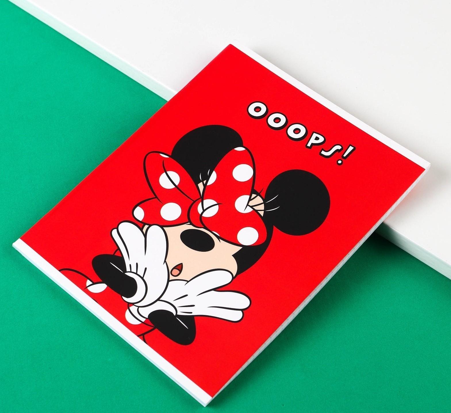 Тетрадь 48 листов в клетку, картонная обложка, Минни Маус / 1 шт.