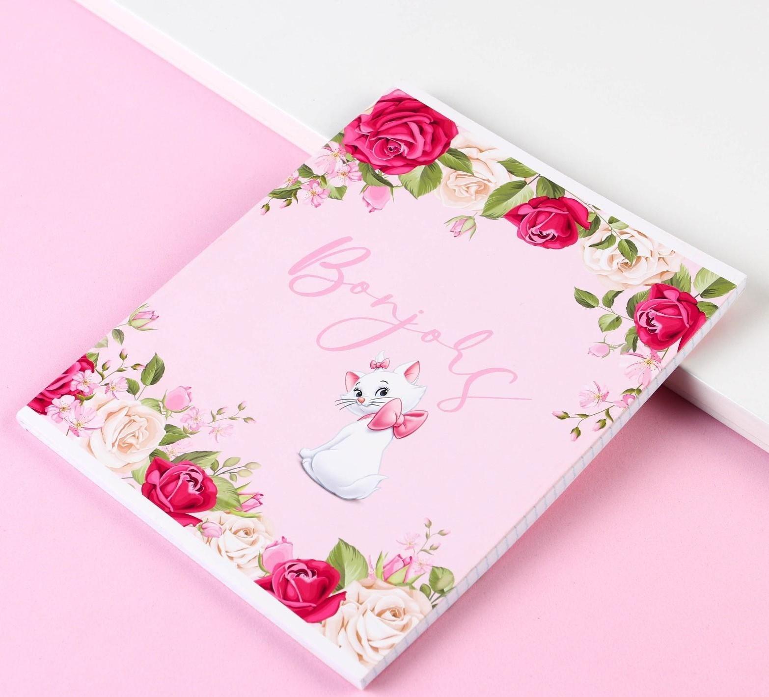 Тетрадь 48 листов в клетку, картонная обложка, Bonjour, Коты-аристократы /  1 шт.