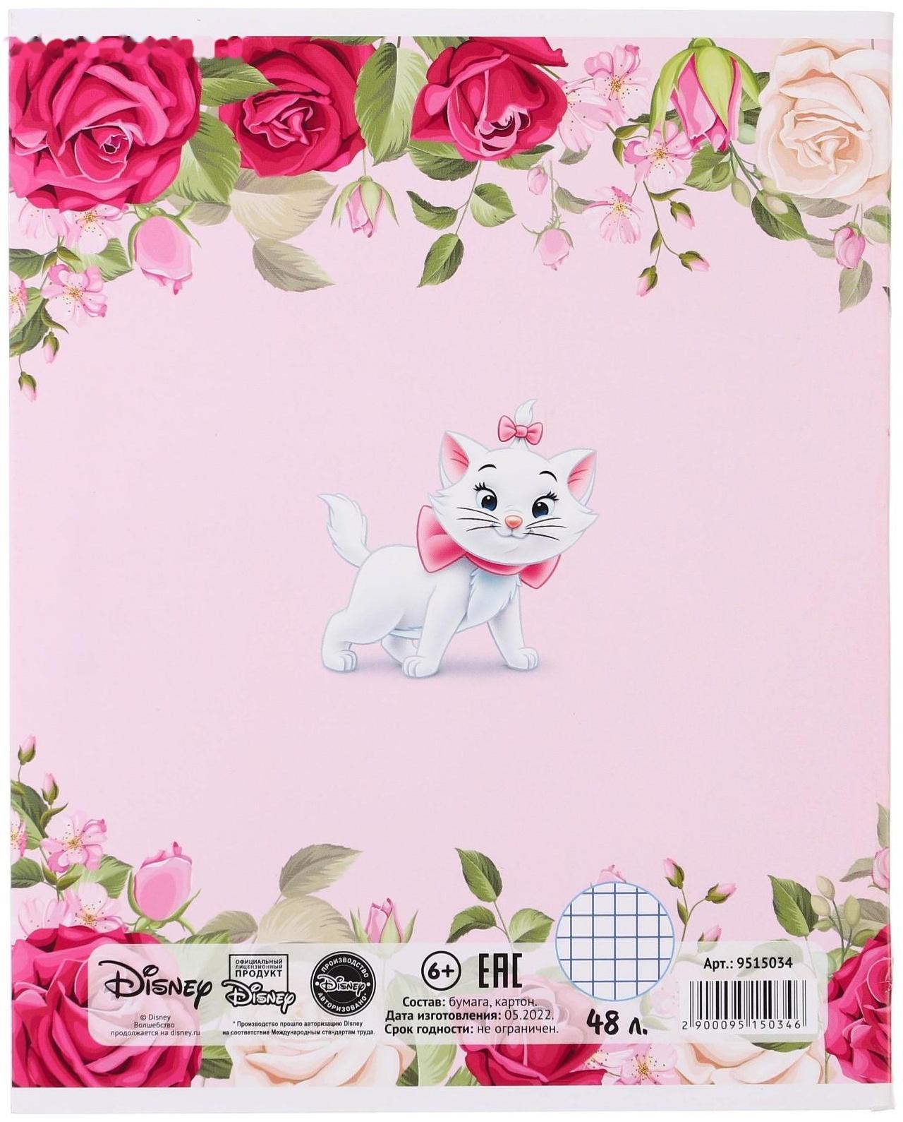 Тетрадь 48 листов в клетку, картонная обложка, Bonjour, Коты-аристократы /  1 шт.