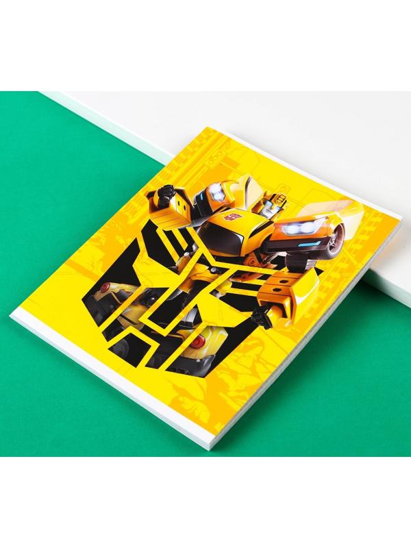 Тетрадь 48 листов в клетку, картонная обложка, блок №2, белизна 75% (серые листы) Bumblebee, Трансформеры / 1 шт.