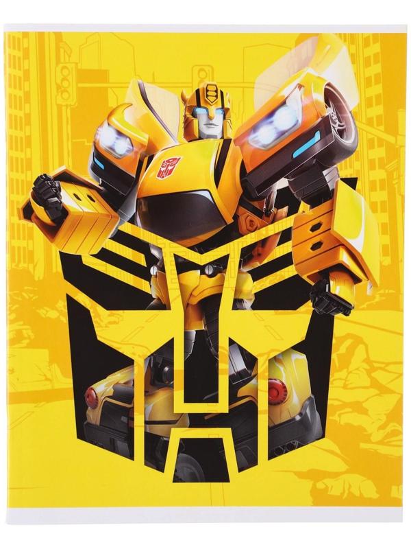 Тетрадь 48 листов в клетку, картонная обложка, блок №2, белизна 75% (серые листы) Bumblebee, Трансформеры / 1 шт.