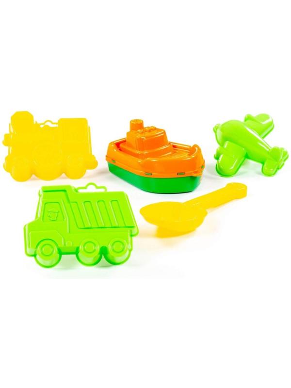 Набор для игры в песке №380: кораблик «Волна», совок, 3 формочки, цвета МИКС