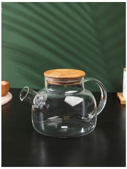 Чайник стеклянный заварочный с бамбуковой крышкой и металлическим фильтром Magistro «Эко», 1 л