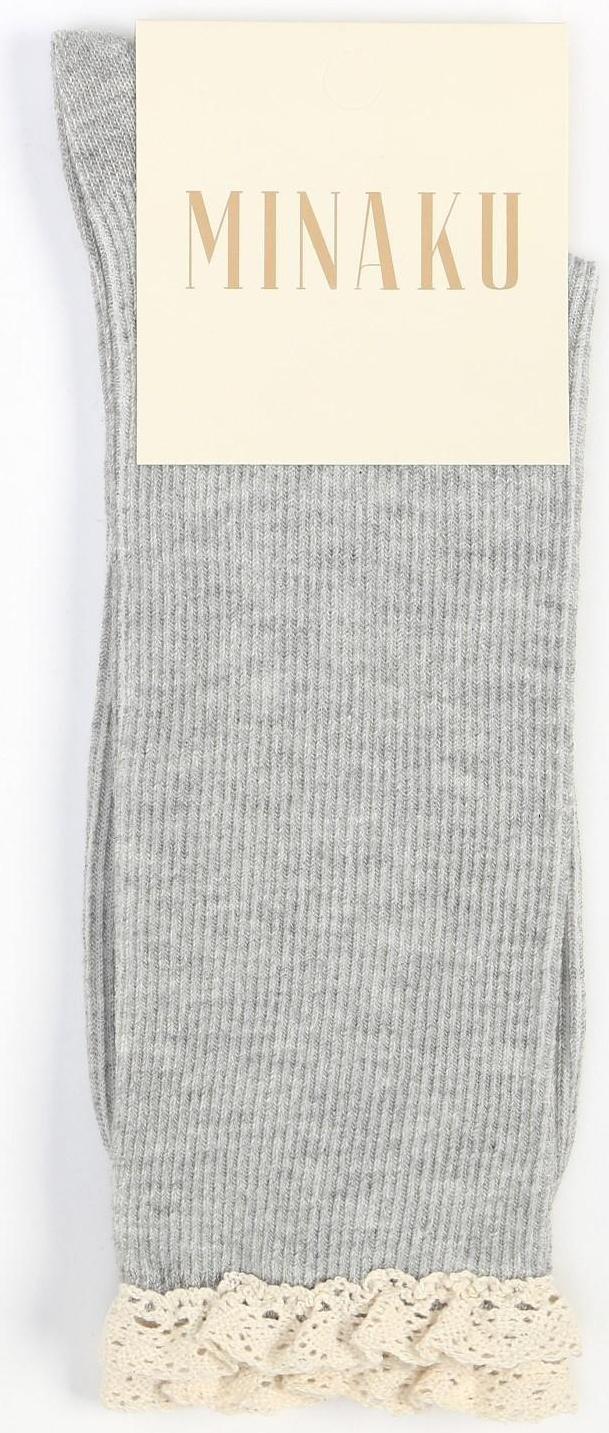 Носки женские MINAKU с рюшей цвет серый, р-р 36-39 (25-27 см)