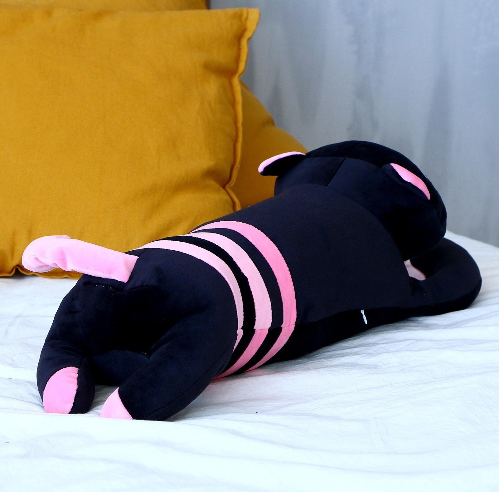 Мягкая игрушка-подушка «Кот», 70 см, цвет чёрно-розовый