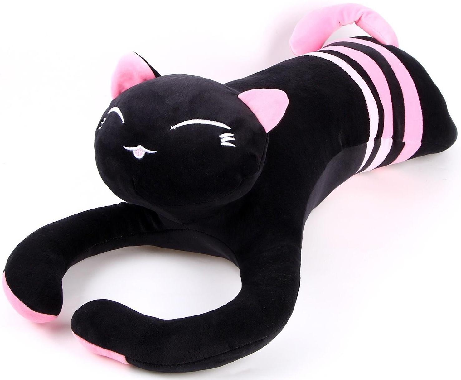 Мягкая игрушка-подушка «Кот», 70 см, цвет чёрно-розовый