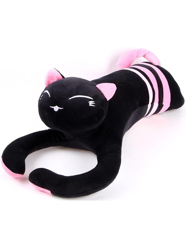 Мягкая игрушка-подушка «Кот», 70 см, цвет чёрно-розовый