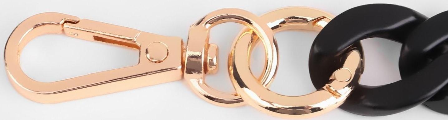 Цепочка для сумки, пластиковая, с карабинами, 23 × 17 мм, 30 см, цвет чёрный/золотой