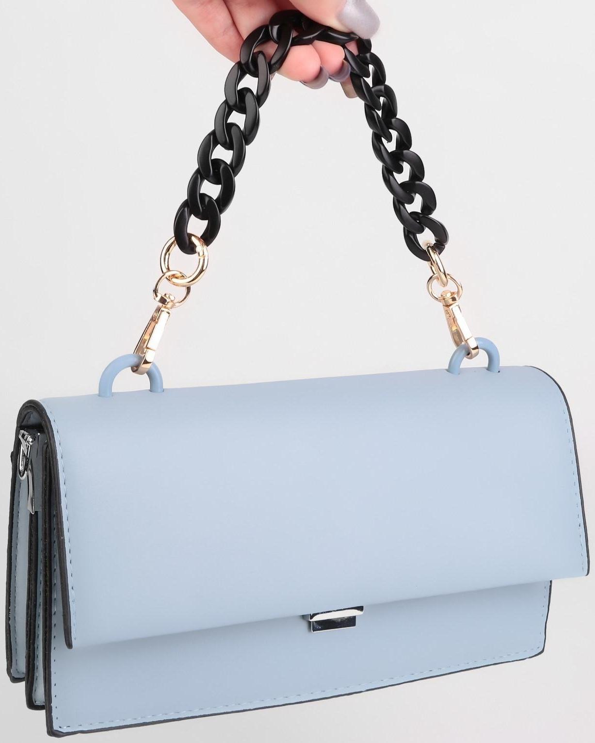 Цепочка для сумки, пластиковая, с карабинами, 23 × 17 мм, 30 см, цвет чёрный/золотой