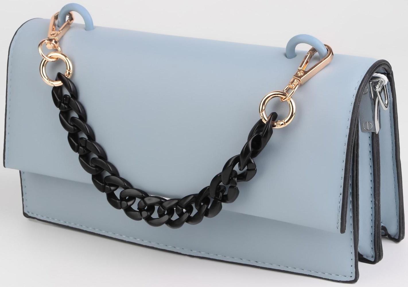 Цепочка для сумки, пластиковая, с карабинами, 23 × 17 мм, 30 см, цвет чёрный/золотой