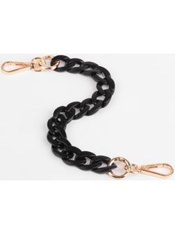 Цепочка для сумки, пластиковая, с карабинами, 23 × 17 мм, 30 см, цвет чёрный/золотой