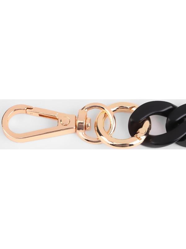Цепочка для сумки, пластиковая, с карабинами, 23 × 17 мм, 30 см, цвет чёрный/золотой