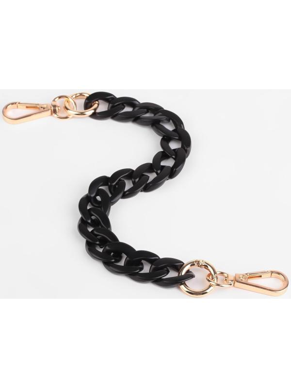Цепочка для сумки, пластиковая, с карабинами, 23 × 17 мм, 30 см, цвет чёрный/золотой