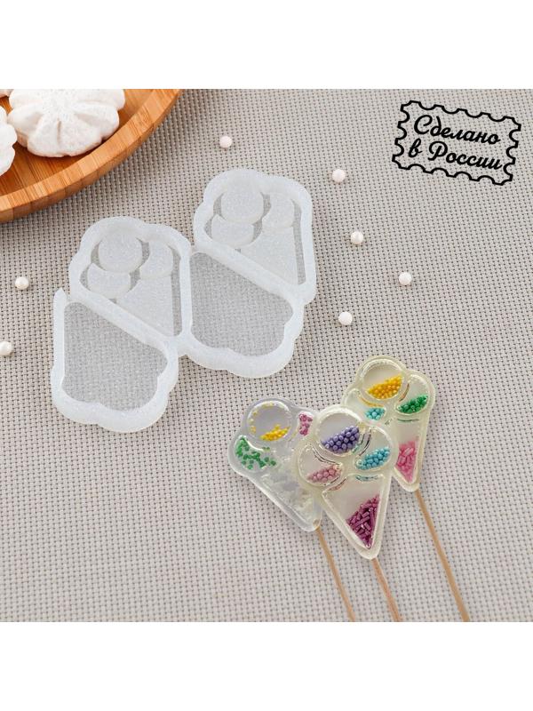 Силиконовый молд для леденцов и шоколада «Мороженое погремушка», 6×4 см, цвет прозрачный