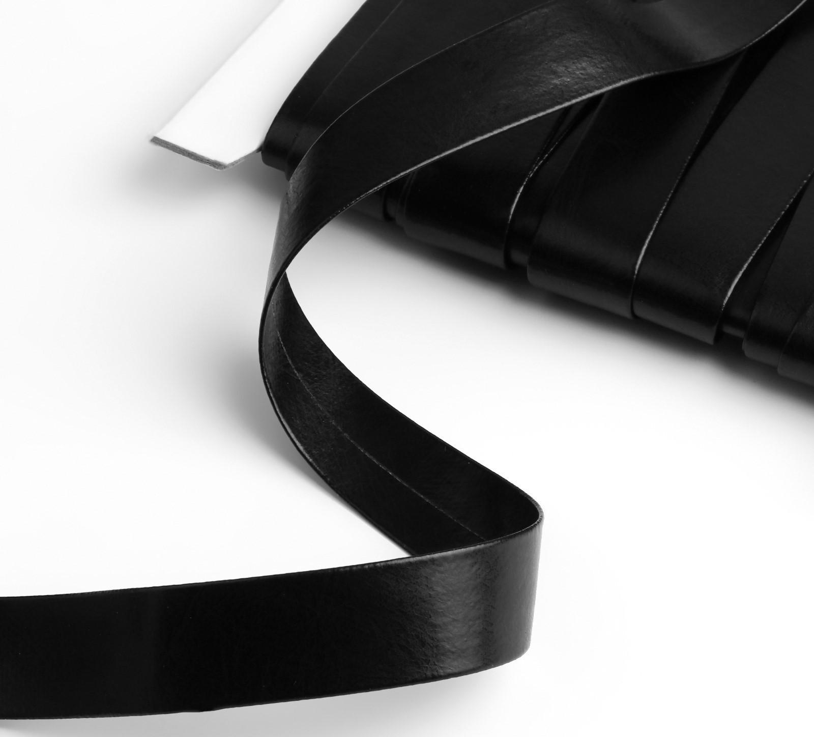 Косая бейка, кожзам, 15 мм × 10 ± 1 м, цвет чёрный