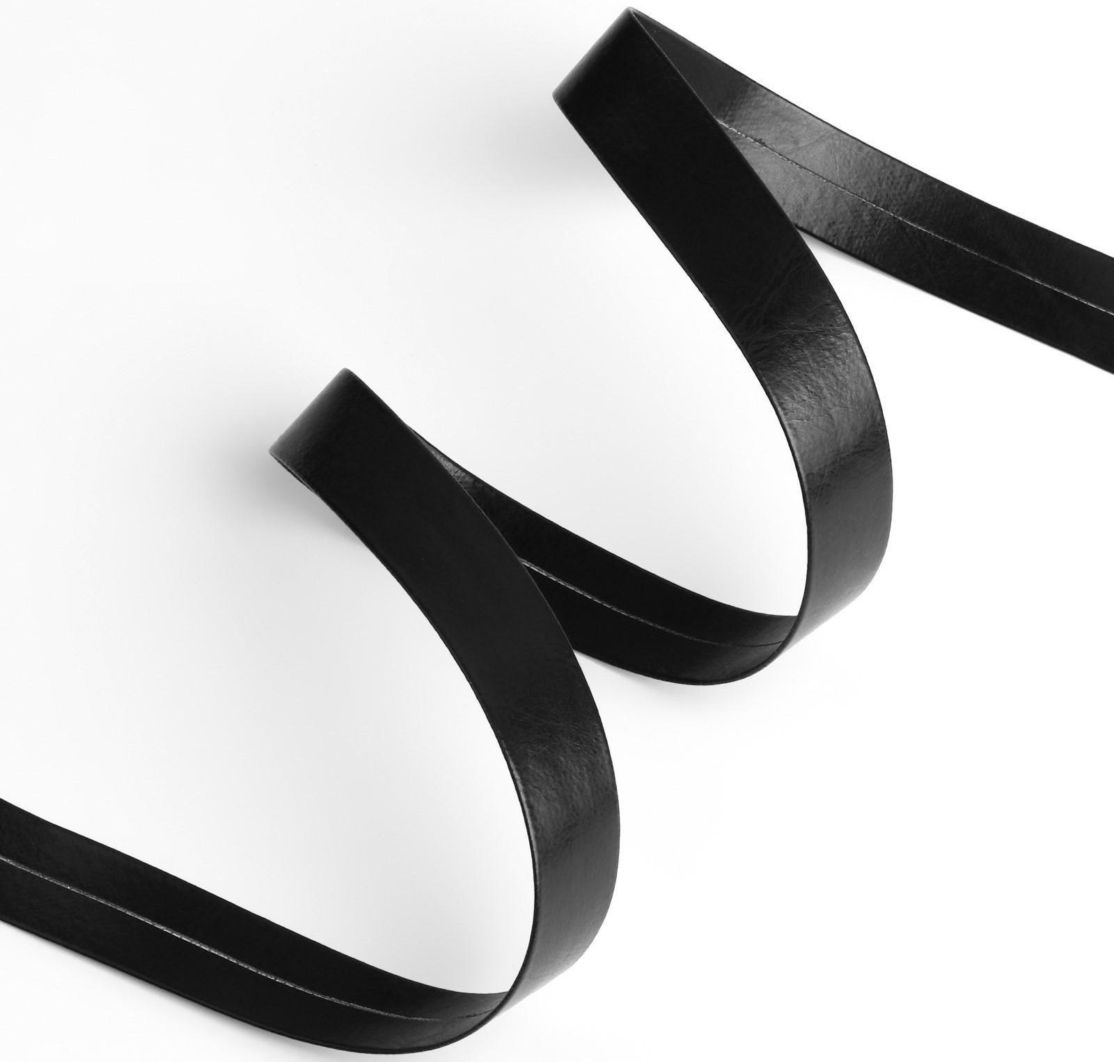 Косая бейка, кожзам, 15 мм × 10 ± 1 м, цвет чёрный