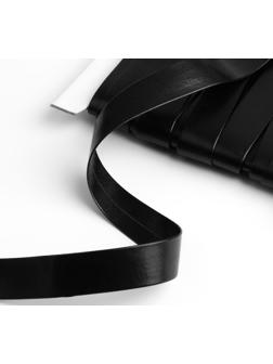 Косая бейка, кожзам, 15 мм × 10 ± 1 м, цвет чёрный