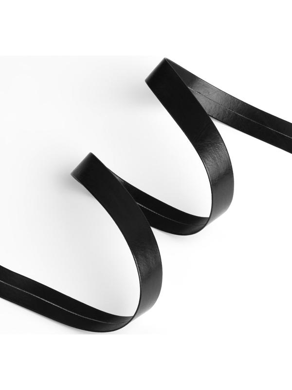 Косая бейка, кожзам, 15 мм × 10 ± 1 м, цвет чёрный