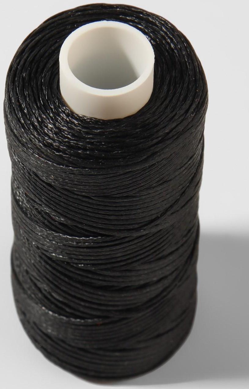 Нитки вощёные, 150D/16, 0,8 мм, 50 ± 2 м, цвет чёрный №9
