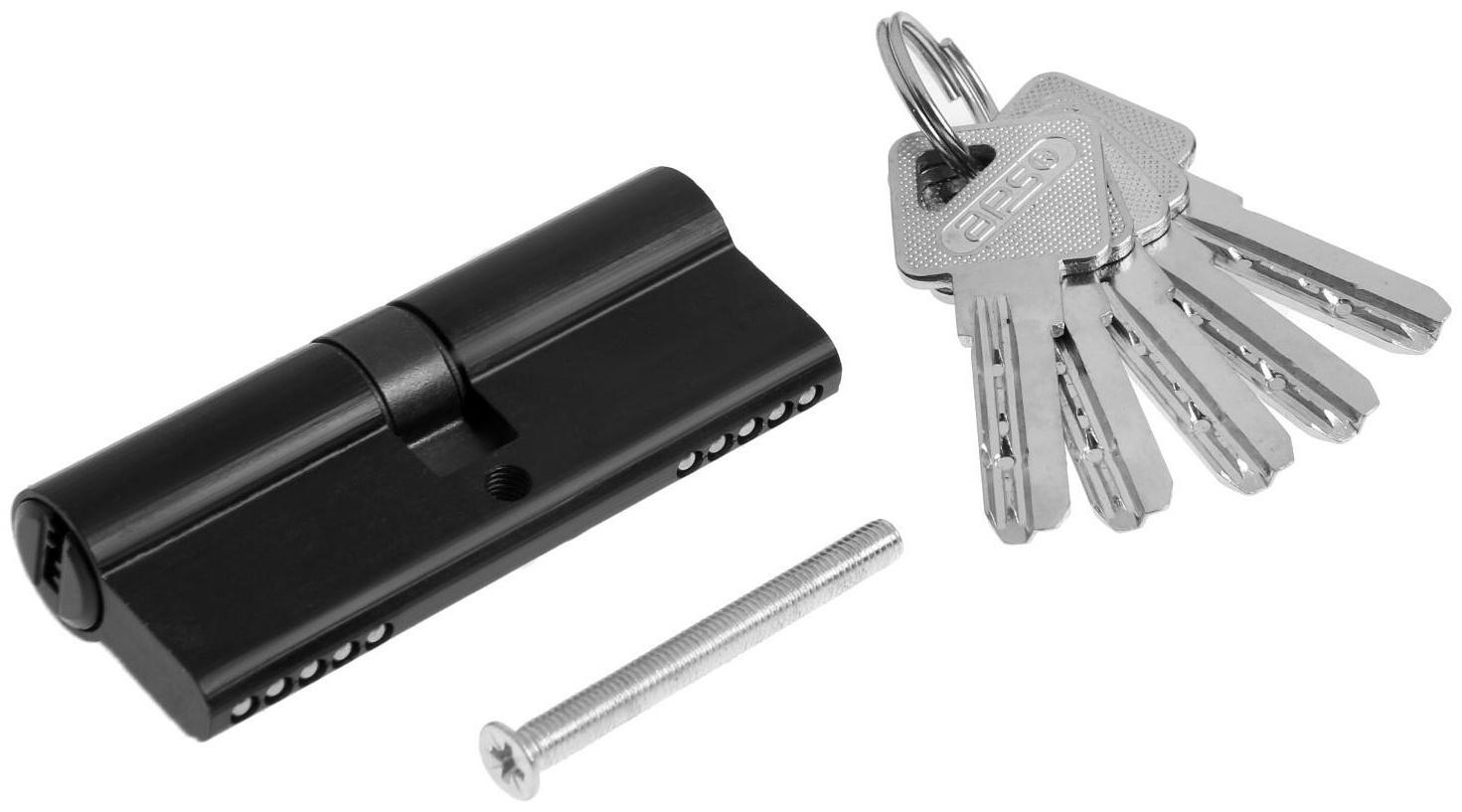 Цилиндровый механизм, 80 мм, перфор. ключ, 5 ключей, цвет черный