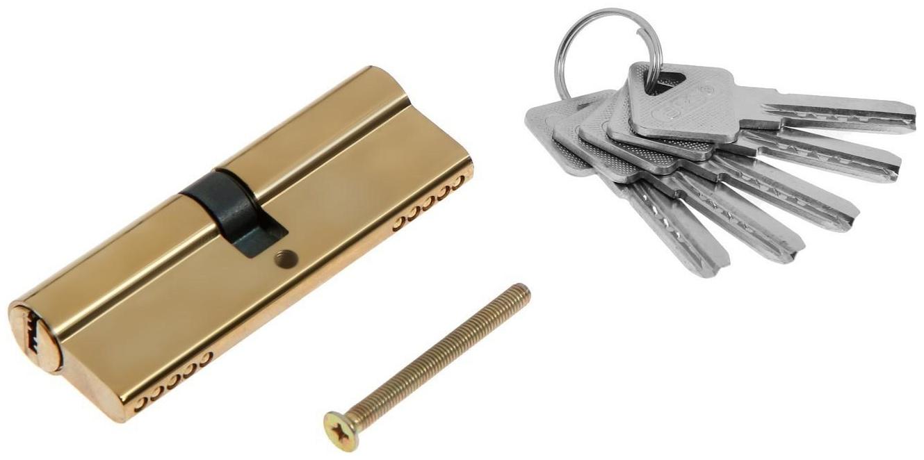 Цилиндровый механизм, 90 мм, перфор. ключ, 5 ключей, цвет золото
