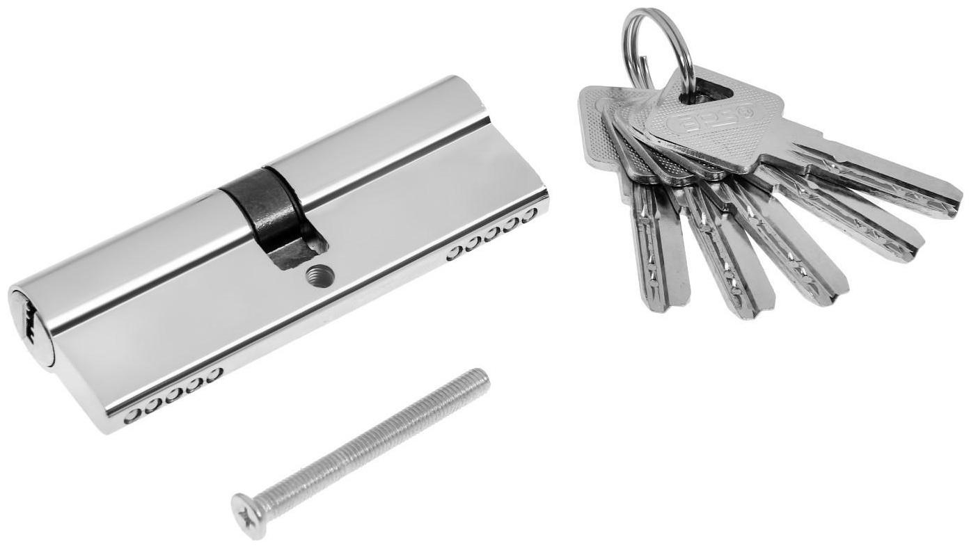 Цилиндровый механизм, 90 мм, перфор. ключ, 5 ключей, цвет хром