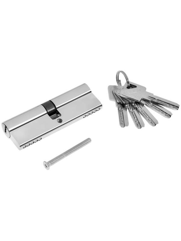 Цилиндровый механизм, 90 мм, перфор. ключ, 5 ключей, цвет хром
