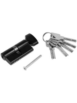 Цилиндровый механизм, 60 мм, с вертушкой, перфор. ключ, 5 ключей, цвет черный