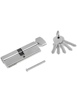 Цилиндровый механизм, 90 мм, с вертушкой, английский ключ, 5 ключей, цвет хром