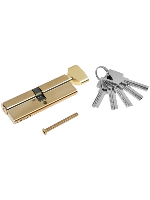 Цилиндровый механизм, 90 мм, с вертушкой, перфор. ключ, 5 ключей, цвет золото