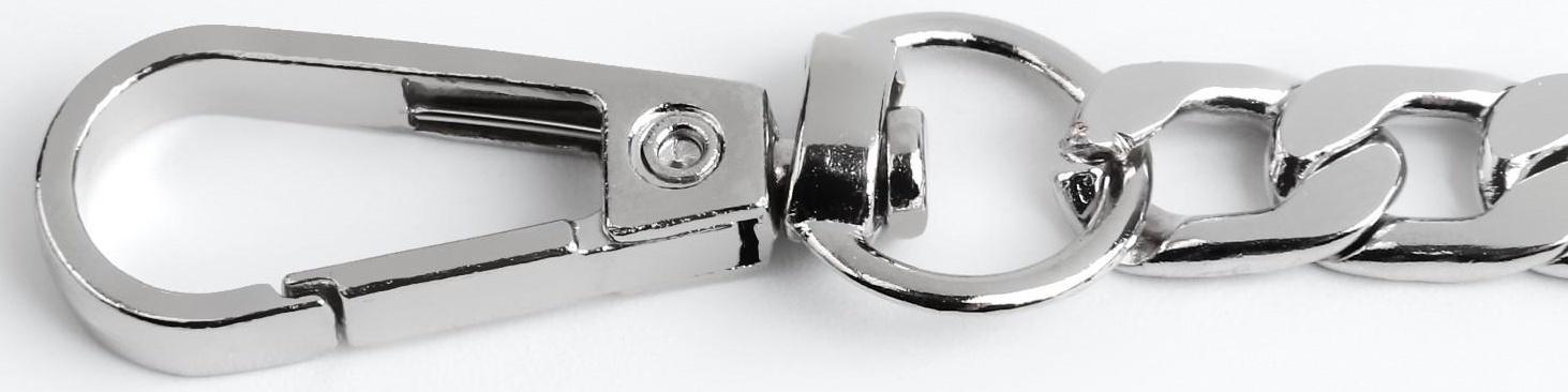 Цепочка для сумки, с карабинами, железная, 12,5 × 7,5 мм, 60 см, цвет серебряный