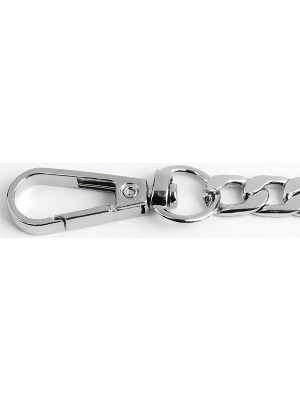 Цепочка для сумки, с карабинами, железная, 12,5 × 7,5 мм, 60 см, цвет серебряный