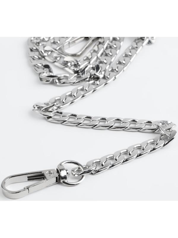Цепочка для сумки, с карабинами, железная, 12,5 × 7,5 мм, 60 см, цвет серебряный